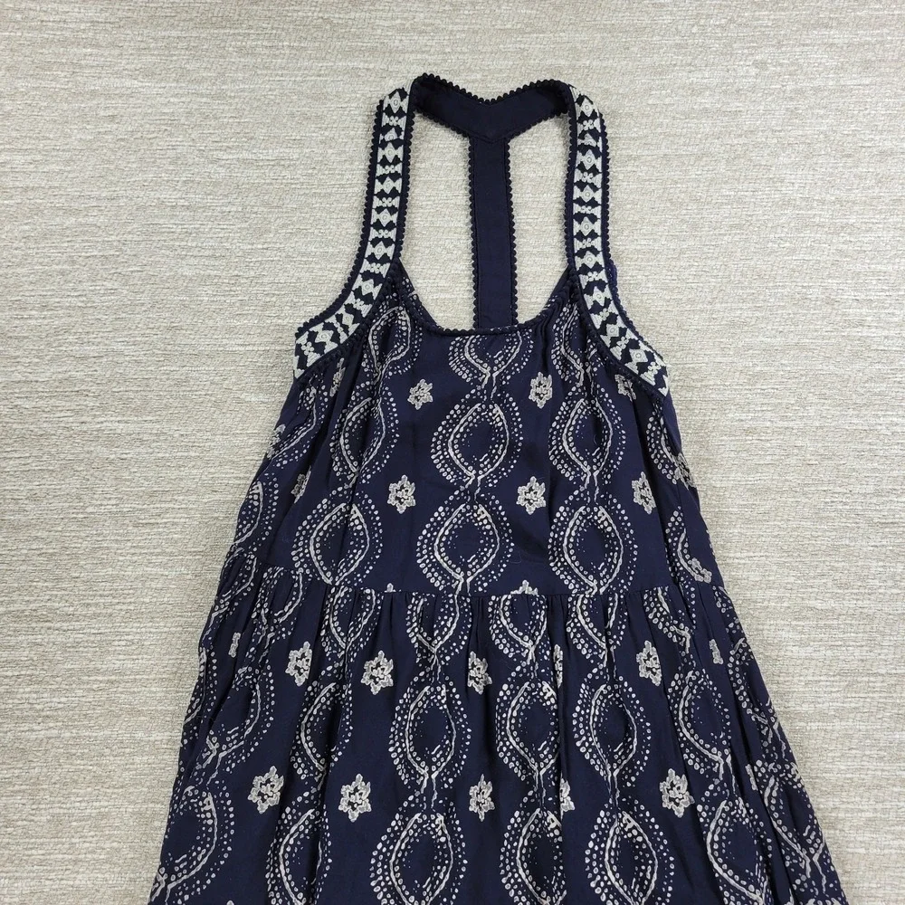 Abercrombie & Fitch Maxi Dress Womens XS Navy Racerback Tiered Empire Babydoll